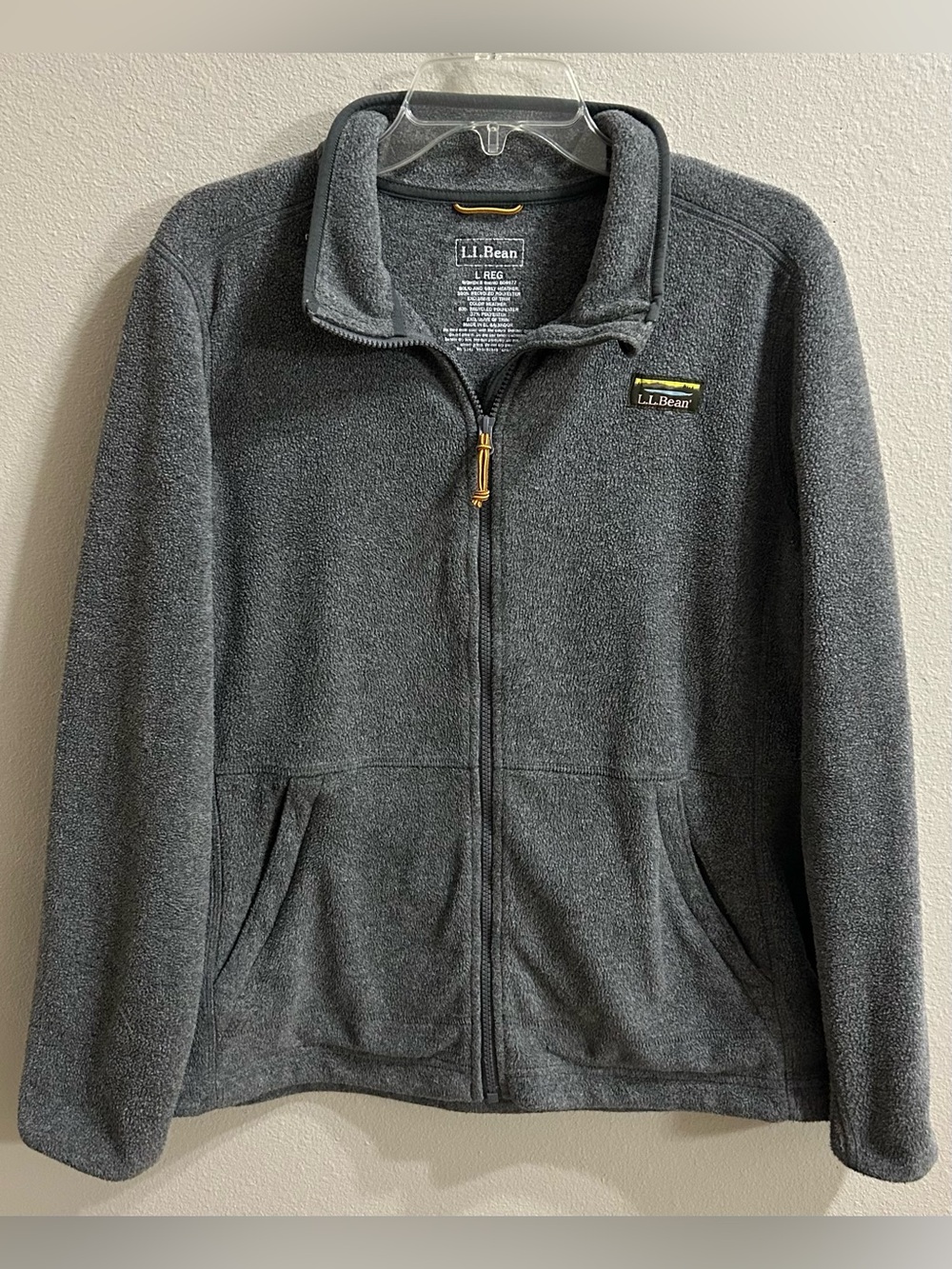 L.L. Bean Womens Fleece Jacket Size Large Gray Full Zip Front Logo Outdoor Basic